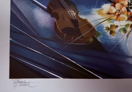 Image 1 of Raymond Poulet: “Bouquet Et Violon”. Gesigneerde En Genummerde Lithografie. 