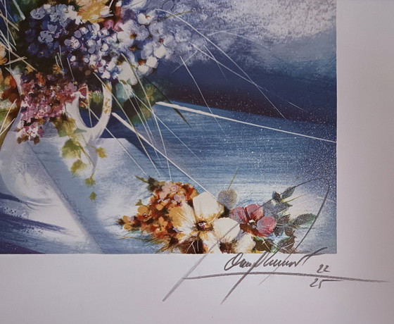 Image 1 of Raymond Poulet: “Bouquet Et Violon”. Gesigneerde En Genummerde Lithografie. 