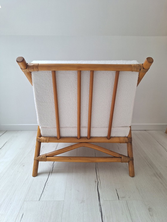 Image 1 of Bamboe fauteuil met bouclette stof