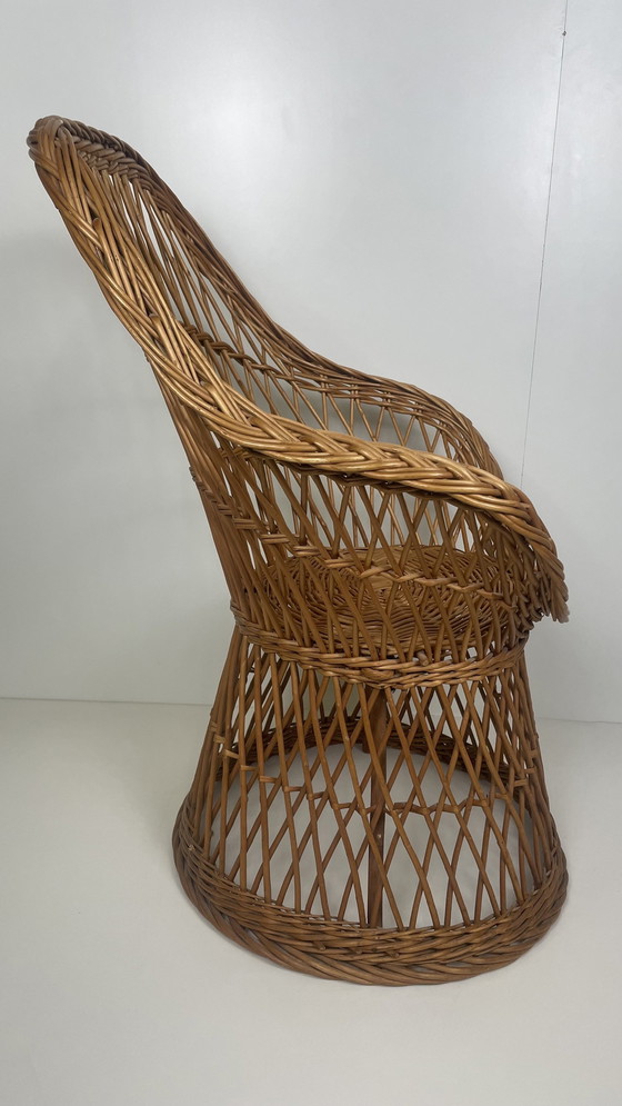 Image 1 of Vintage Rotan Kuipstoel 