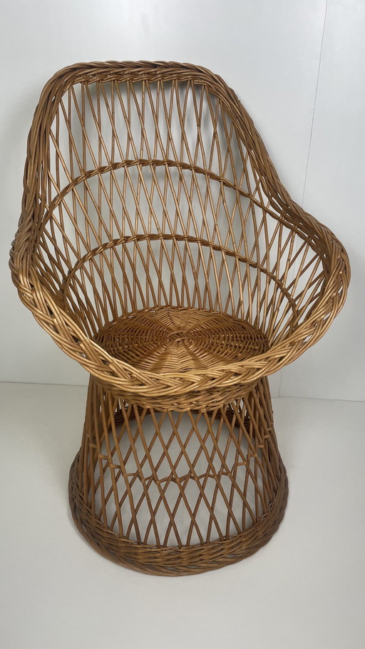 Vintage Rotan Kuipstoel 