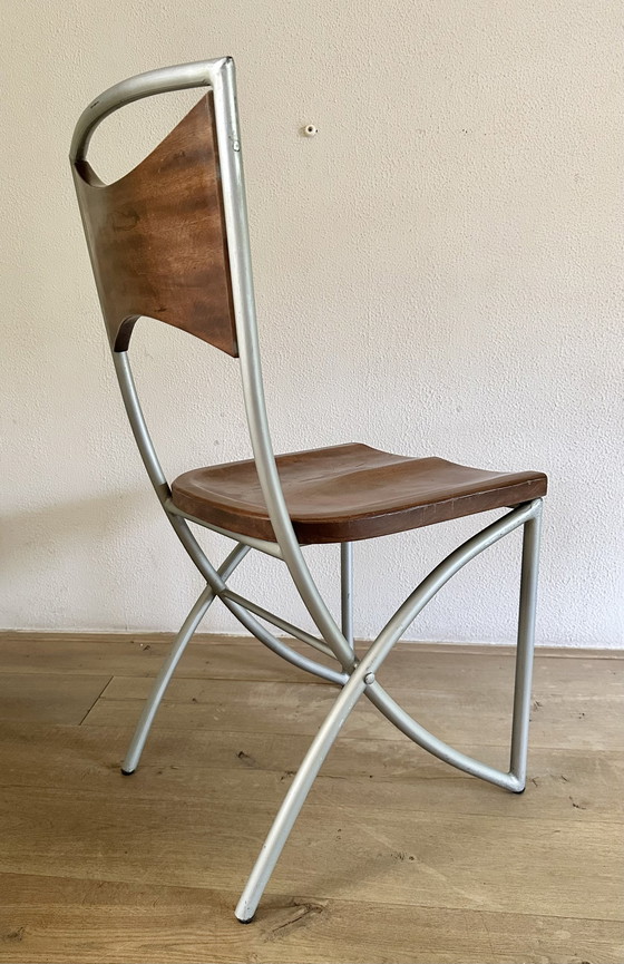 Image 1 of 4x Vintage design eetkamerstoel hout