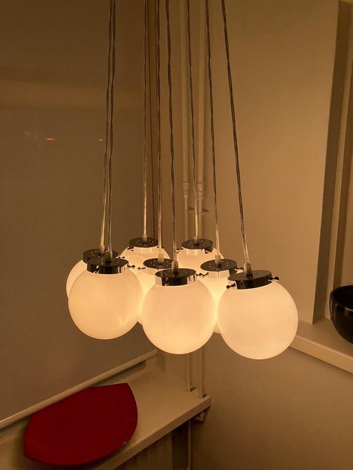 Vintage Hanglamp met 8 Bollen