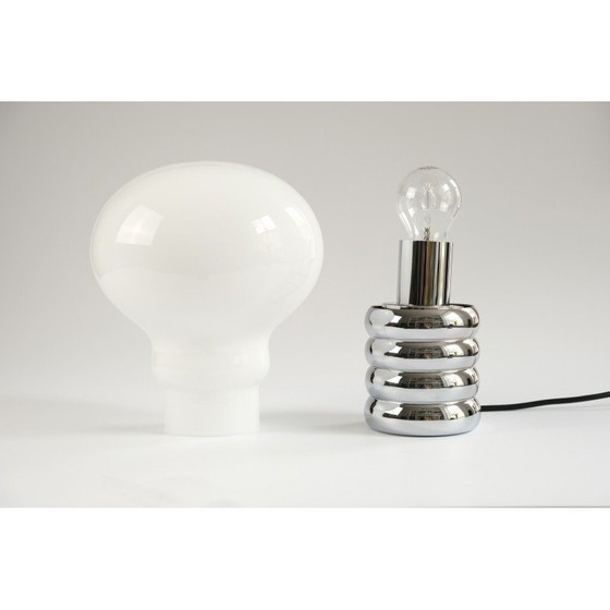 Image 1 of Vintage "Bulb" tafellamp in chroom metaal en geblazen glas door Ingo Maurer voor Design-M, Duitsland 1966