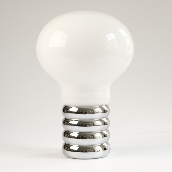 Image 1 of Vintage "Bulb" tafellamp in chroom metaal en geblazen glas door Ingo Maurer voor Design-M, Duitsland 1966