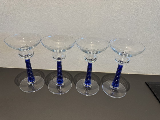 Image 1 of 6 Art Deco Glazen blauw Jaren 30