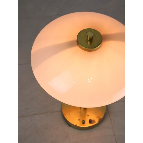 Image 1 of Mid Century messing en glazen tafellamp