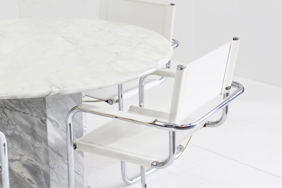 Image 1 of Set vintage eetkamer stoelen chrome buisframe