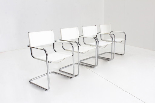 Set vintage eetkamer stoelen chrome buisframe