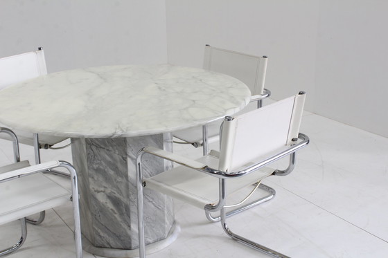 Image 1 of Set vintage eetkamer stoelen chrome buisframe