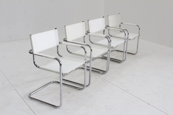 Image 1 of Set vintage eetkamer stoelen chrome buisframe