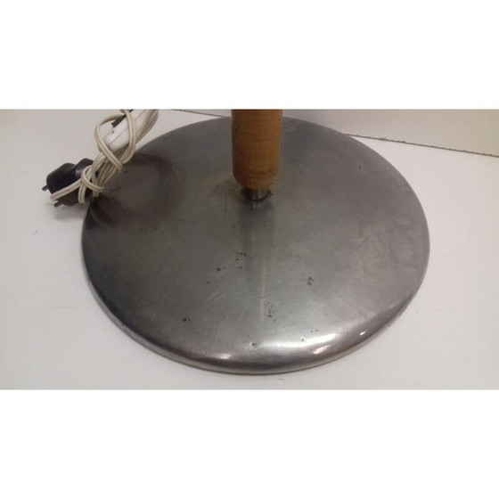 Image 1 of Vintage Art Deco vloerlamp in glas, chroom en hout van Jindřich Halabala, Tsjecho-Slowakije 1930