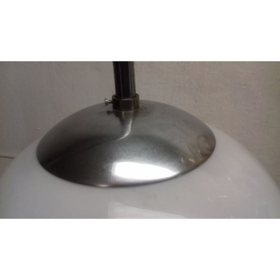 Image 1 of Vintage Art Deco vloerlamp in glas, chroom en hout van Jindřich Halabala, Tsjecho-Slowakije 1930