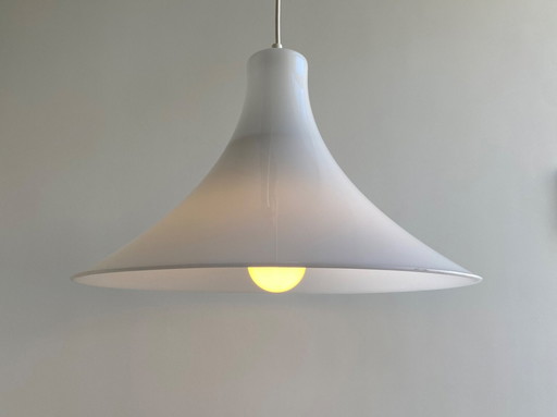 Vintage trompet hanglamp - wit acryl