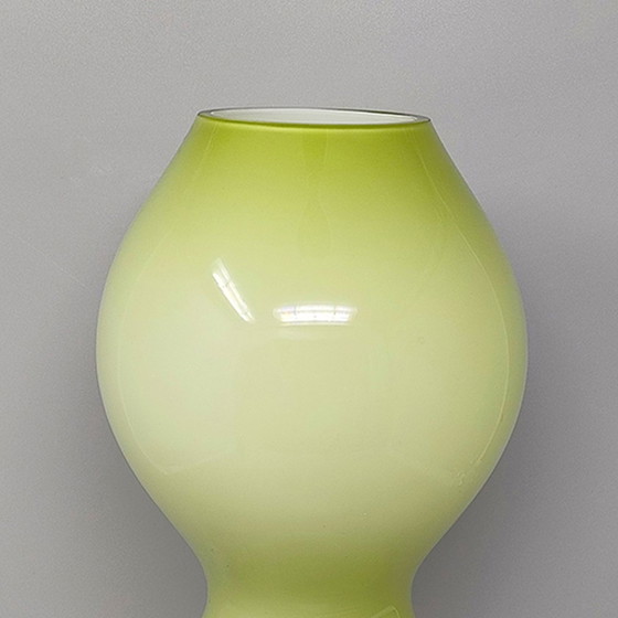 Image 1 of 1970S Verbazingwekkende groene vaas uit het ruimtetijdperk in Murano glas. Gemaakt in Italië