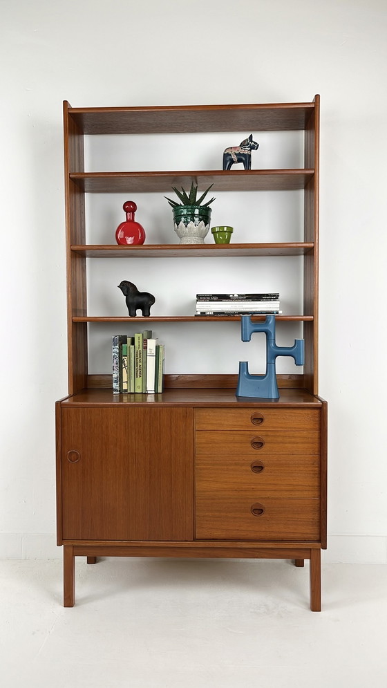 Image 1 of Zweedse Vintage Boekenkast Van Teak Fineer