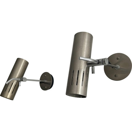 Vintage A5 verstelbare wandlampen in verchroomd en mat metaal van Alain Richard voor Disderot, 1960