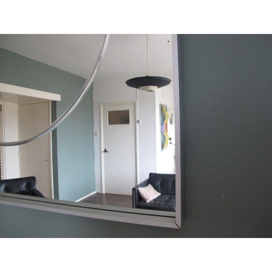 Image 1 of Vintage vierkante spiegel van aluminium en glas, 1980