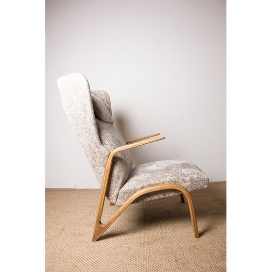 Image 1 of Vintage Konkav fauteuil in gebogen beuken en stof van Paul Bode voor Federholz, Duitsland 1960