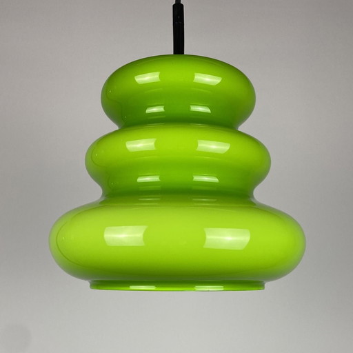 Zeldzame Appelgroen Glazen Hanglamp Ah 1 By Peill And Putzler 1960