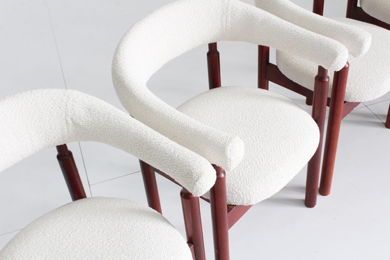 Image 1 of Vintage spaanse eetkamer stoelen in bouclé stof, set van 6