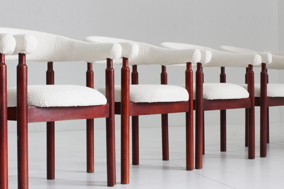 Image 1 of Vintage spaanse eetkamer stoelen in bouclé stof, set van 6