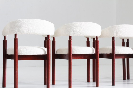 Image 1 of Vintage spaanse eetkamer stoelen in bouclé stof, set van 6