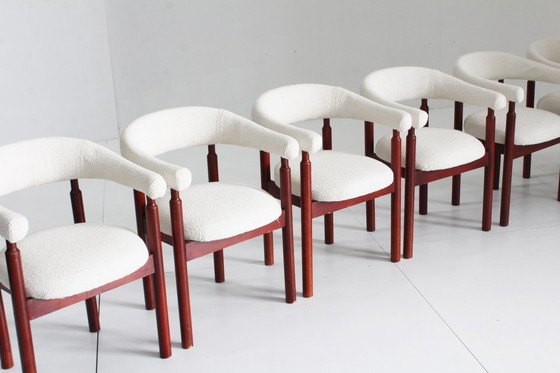 Image 1 of Vintage spaanse eetkamer stoelen in bouclé stof, set van 6