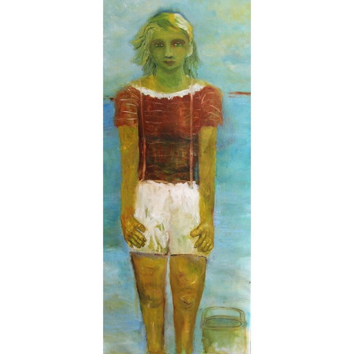 Olieverf op canvas vintage "Poline" door Elodie Huré, 2020