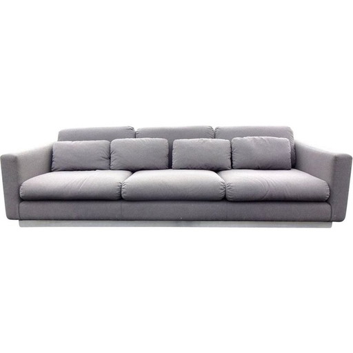 Vintage bank met geborsteld stalen onderstel, jaren 1970