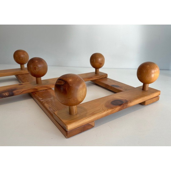 Image 1 of Vintage accordeonkapstok van sparrenhout, Frankrijk 1950