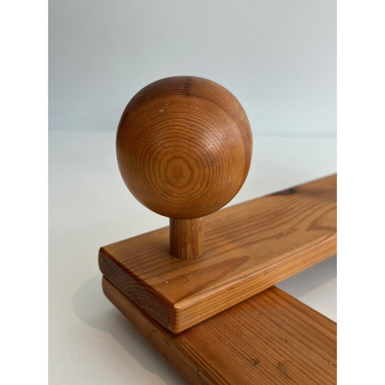 Image 1 of Vintage accordeonkapstok van sparrenhout, Frankrijk 1950