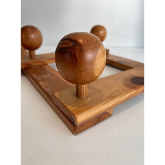 Image 1 of Vintage accordeonkapstok van sparrenhout, Frankrijk 1950