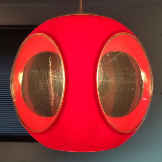 Image 1 of Vintage rode Ufo hanglamp - ruimtetijdperk ontwerp uit de jaren 1970