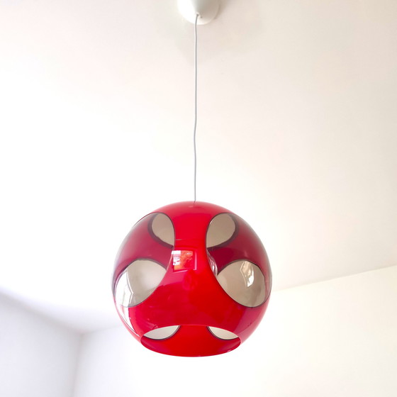 Image 1 of Vintage rode Ufo hanglamp - ruimtetijdperk ontwerp uit de jaren 1970