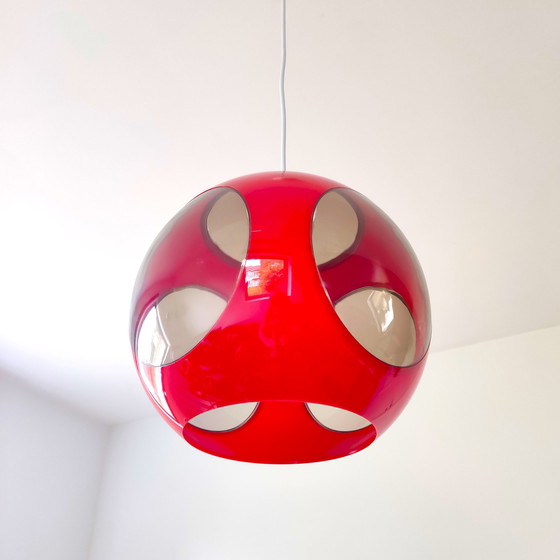 Image 1 of Vintage rode Ufo hanglamp - ruimtetijdperk ontwerp uit de jaren 1970