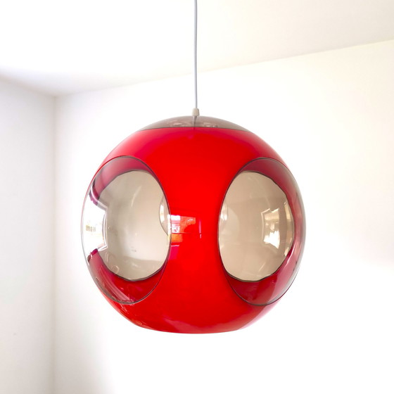 Image 1 of Vintage rode Ufo hanglamp - ruimtetijdperk ontwerp uit de jaren 1970