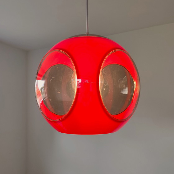 Image 1 of Vintage rode Ufo hanglamp - ruimtetijdperk ontwerp uit de jaren 1970