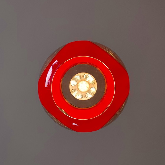 Image 1 of Vintage rode Ufo hanglamp - ruimtetijdperk ontwerp uit de jaren 1970