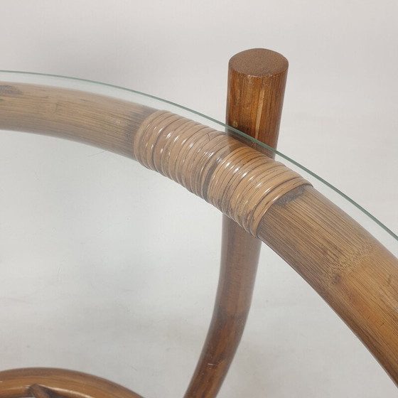 Image 1 of Vintage salontafel van bamboe en glas, Italië 1980