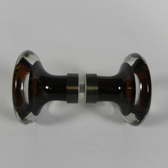 Image 1 of Seguso Deurgrepen In Muranoglas En Messing, Jaren 70