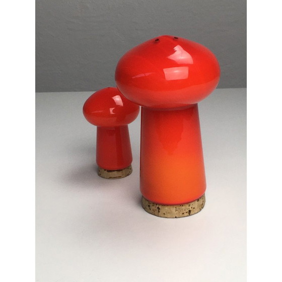 Image 1 of Vintage Deens peper- en zoutstel in rood glas van Michael Bang voor Holmegaard, 1970