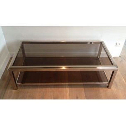 Vintage rechthoekige chromen salontafel, 1970