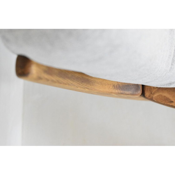 Image 1 of Vintage scandinavische bank met lichtgrijze stof 1960