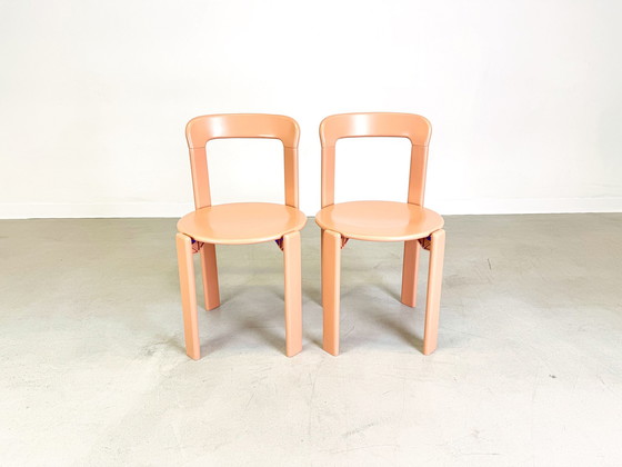 Image 1 of Set van 2 vintage stoelen beige rood Bruno Rey Kusch & Co jaren 1970 ontwerp nieuw gelakt