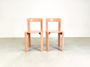 Set van 2 vintage stoelen beige rood Bruno Rey Kusch & Co jaren 1970 ontwerp nieuw gelakt