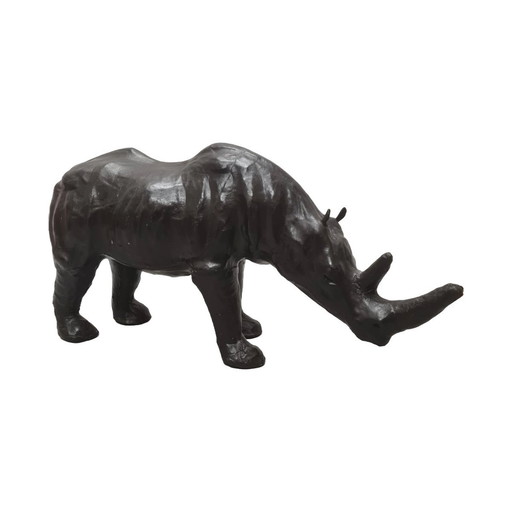 Grote Vintage Lederen Neushoorn, Jaren 70/80