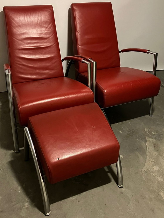 Image 1 of 2 Harvink Fauteuils In Goede Staat En 1 Hocker