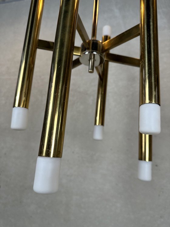 Image 1 of Vintage messing tubular Boulanger hanglamp 