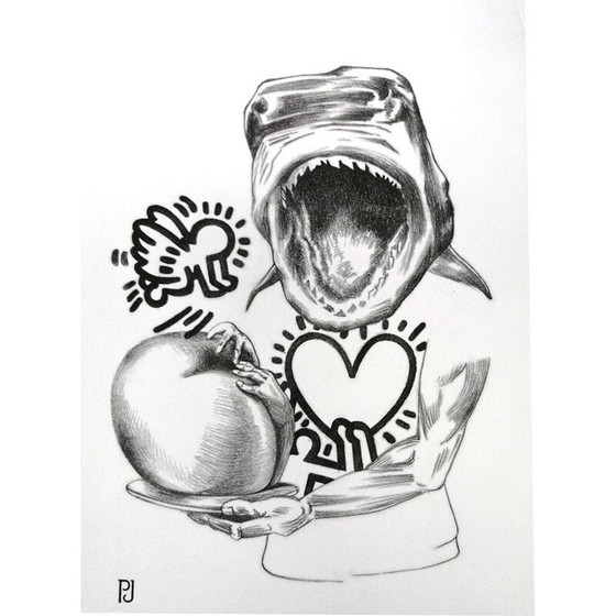 Image 1 of Vintage schilderij Jaws-A door Pierre Jacob